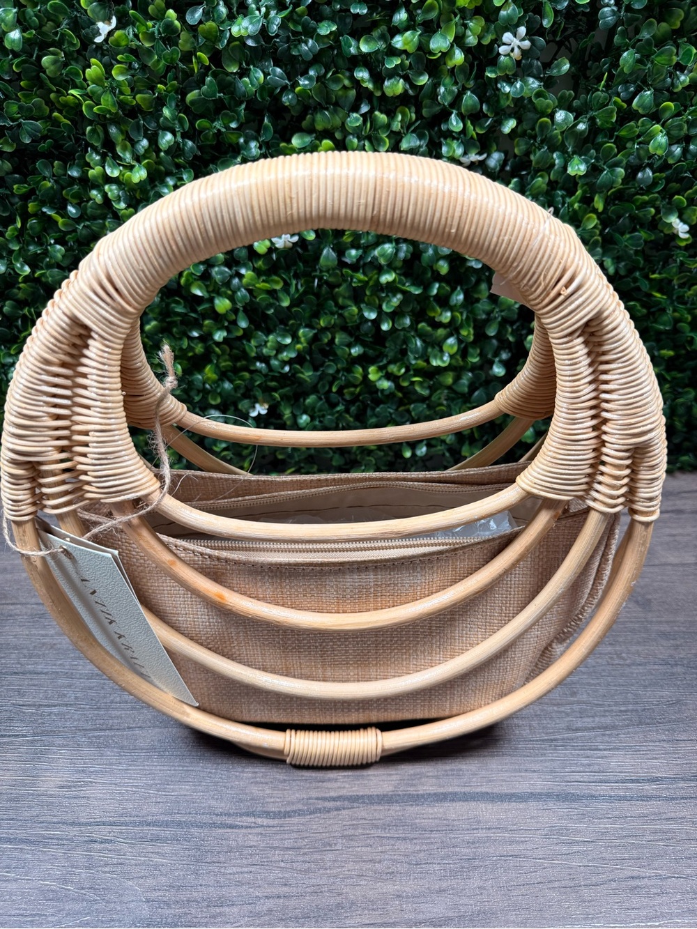 Antik Kraft Natural Rattan Circle Top-Handle Bag - Beige - Picture 2 of 3